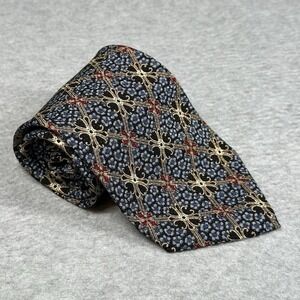 Vintage Anthony Richards Silk Tie Blue Floral Geometric Pattern Made USA 57x4"